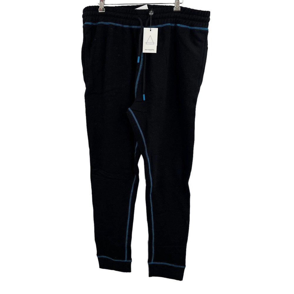 Eleven Paris‎ Mid Weight Black Cotton Drawstring Jogger Sweatpants Medium New